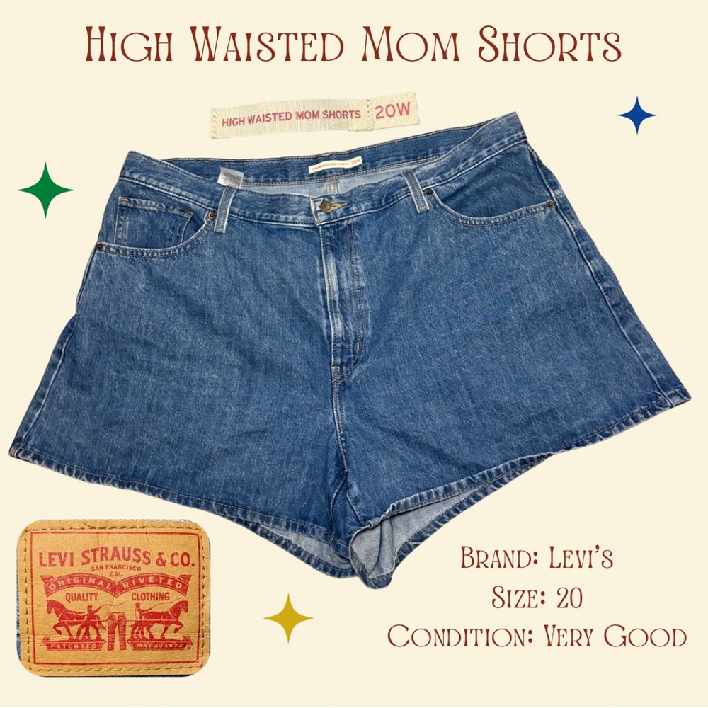 Levi's Women's High Waisted Denim Mom Shorts - Blue